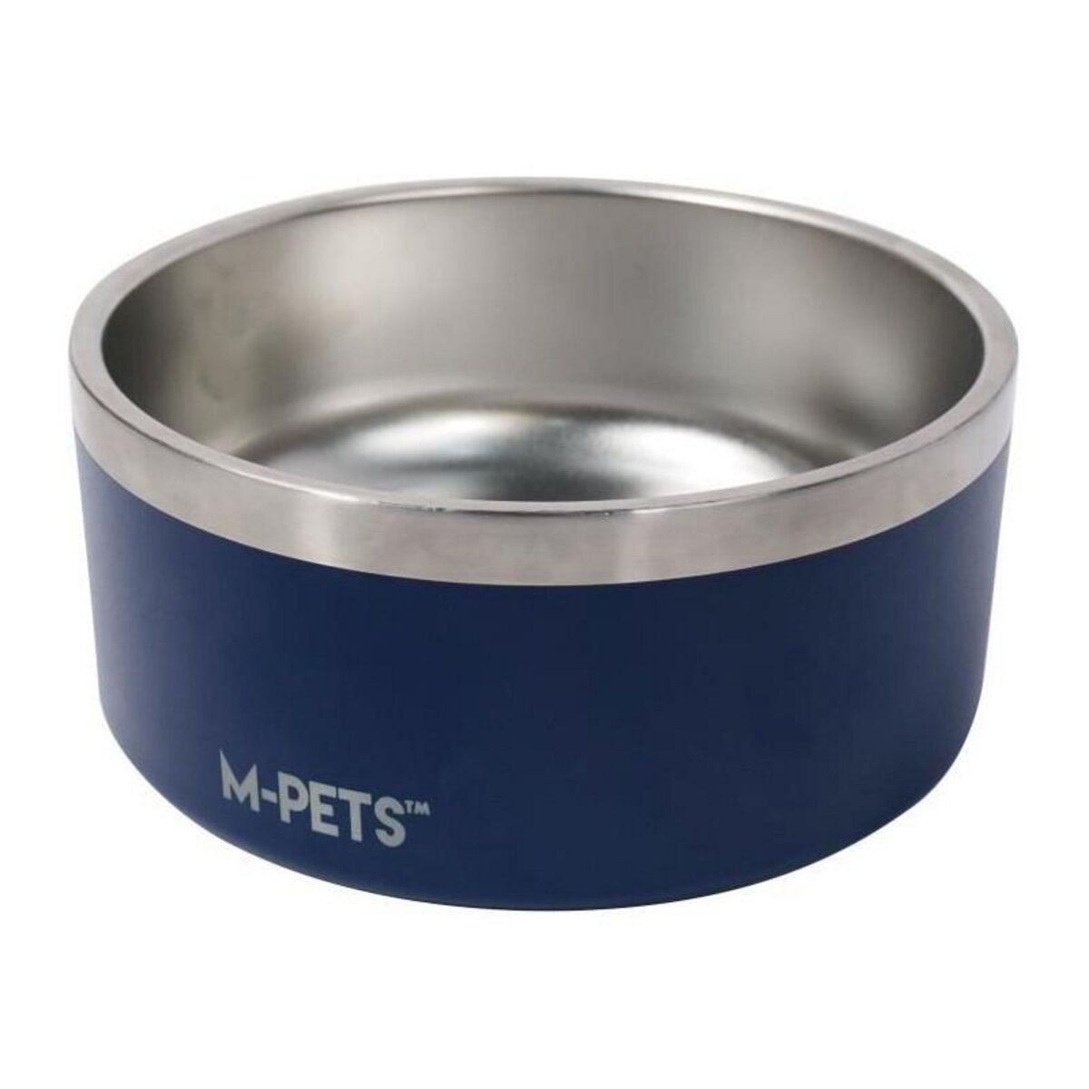 M PETS Gamelle - M PETS - ESKIMO - Double paroi 2 L - Bleu - Acier inoxydable, antidérapant, inodore, antirouille, lavable
