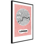 Paris Prix Affiche Murale Encadrée  City map London Pink. Coloris disponibles : Noir, Jaune