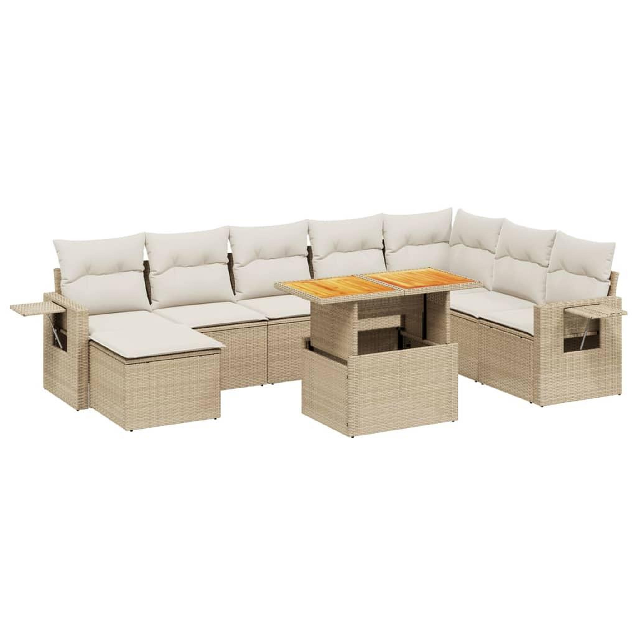 Voir la diapositive 2 : VIDAXL Salon de jardin avec coussins 9 pcs beige resine tressee