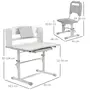 HOMCOM Bureau enfant avec chaise - ensemble bureau et chaise réglable - support lecture, tablette, étagère - gris blanc
