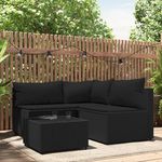 VIDAXL Salon de jardin 4 pcs avec coussins Noir Resine tressee