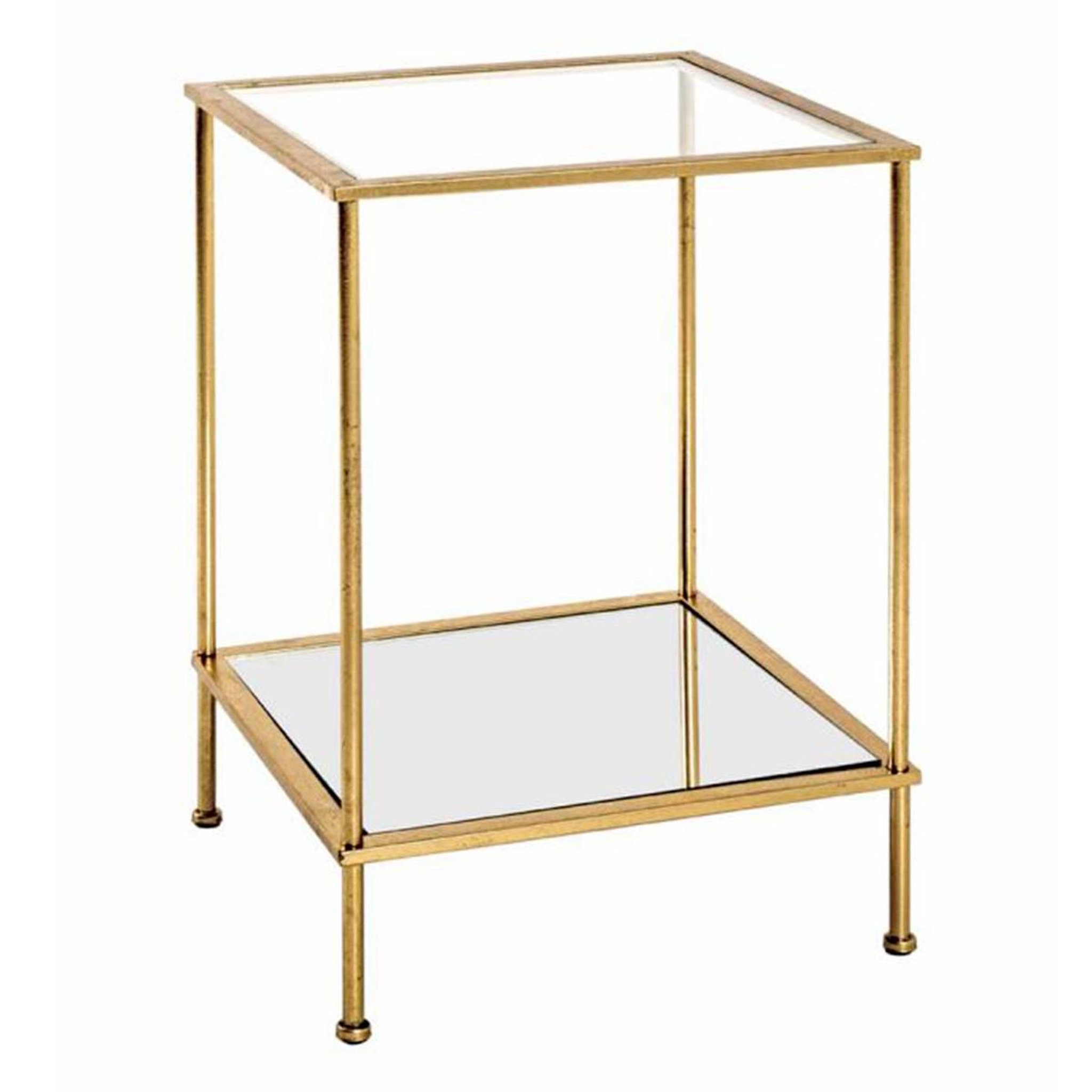 Paris Prix Table d'Appoint Carrée en Verre  Alizée  55cm Or