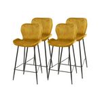 LISA DESIGN Basti - lot de 4 tabourets de bar - en velours doré. Coloris disponibles : Jaune