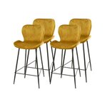 LISA DESIGN Basti - lot de 4 tabourets de bar - en velours doré. Coloris disponibles : Jaune