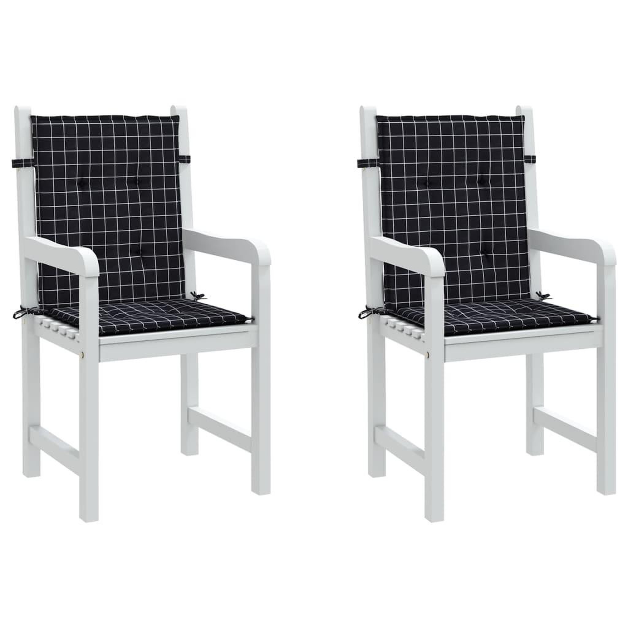 Voir la diapositive 4 : VIDAXL Coussins de chaise a dossier bas lot de 2 noir a carreaux tissu