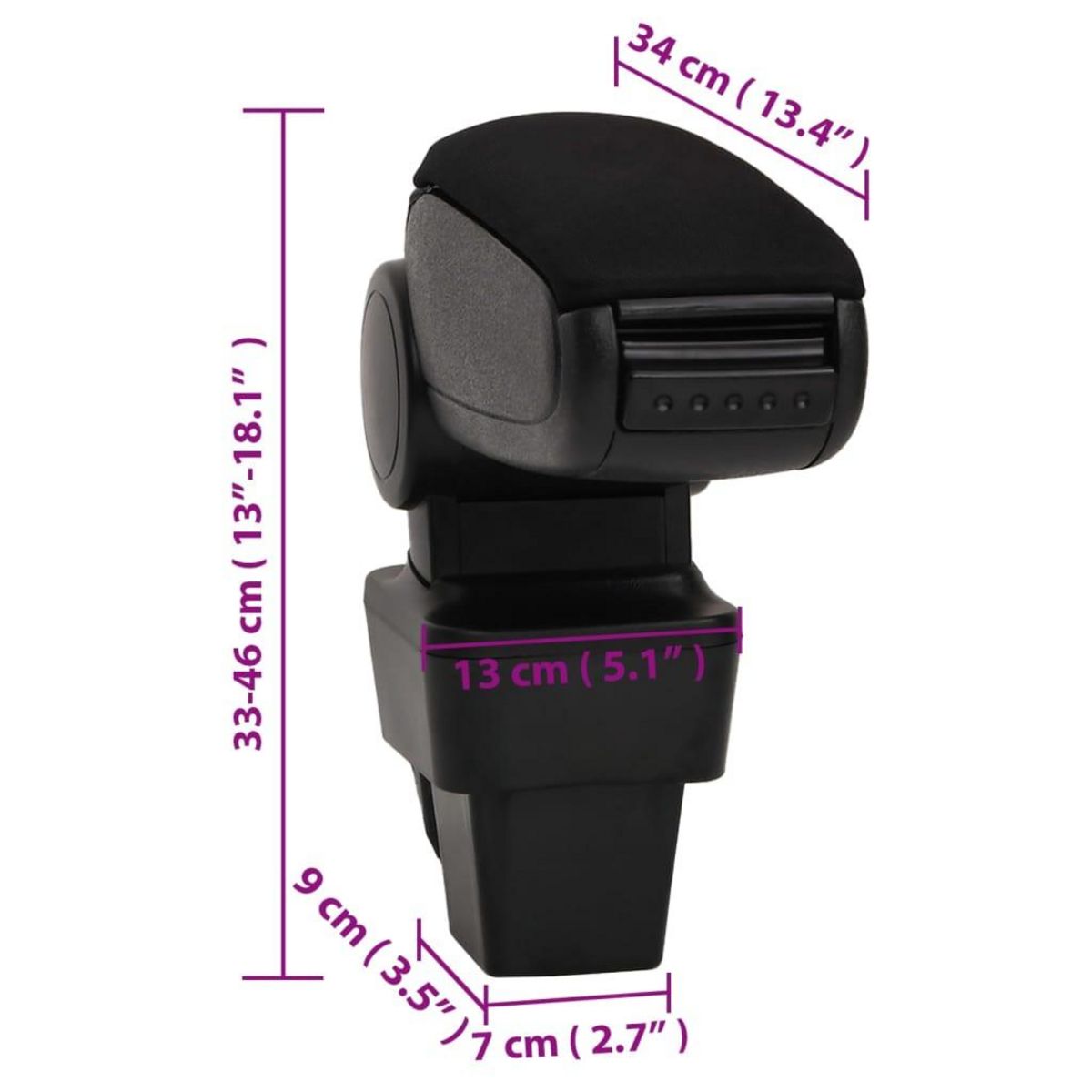 VIDAXL Accoudoir de voiture noir 13x34x(33-46) cm ABS