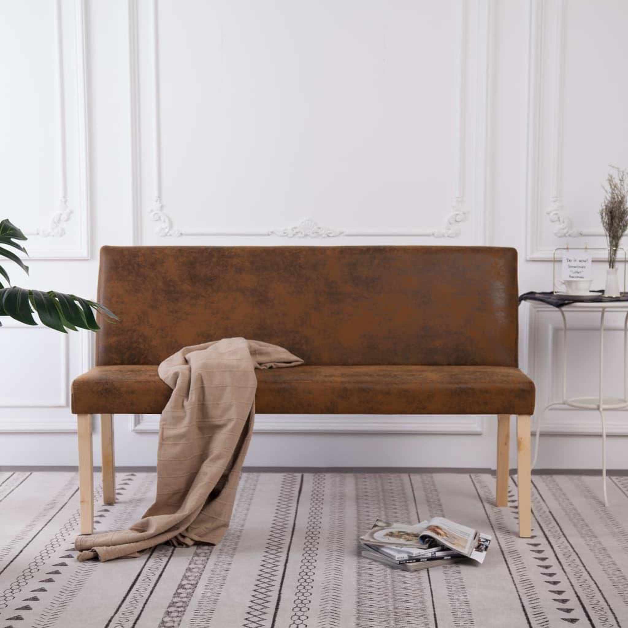 VIDAXL Banc 139,5 cm Marron Similicuir daim