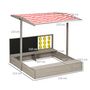 Voir la diapositive 3 : OUTSUNNY Bac à sable bois carré dim. 1,18L x 1,13l x 1,10H m - hauteur, inclinaison toit réglable, refermable - tableau, jeu - bois sapin gris