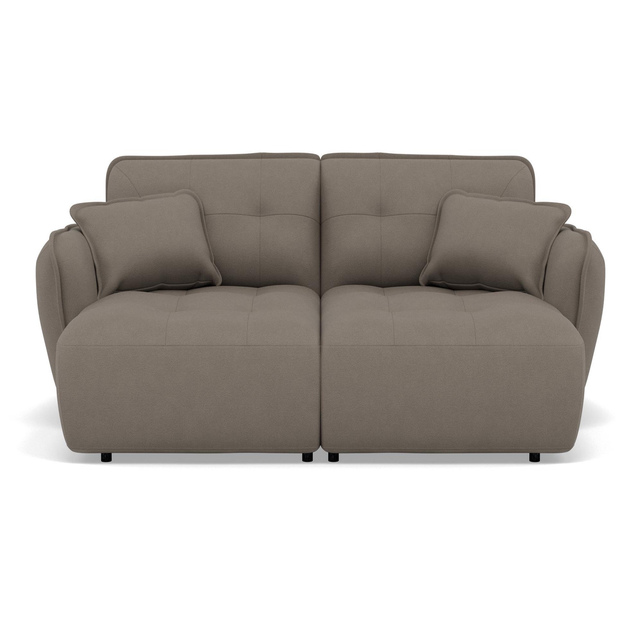 Voir la diapositive 5 : BEST MOBILIER Thais - canapé droit 4 places avec double méridienne assise profonde en tissu texturé