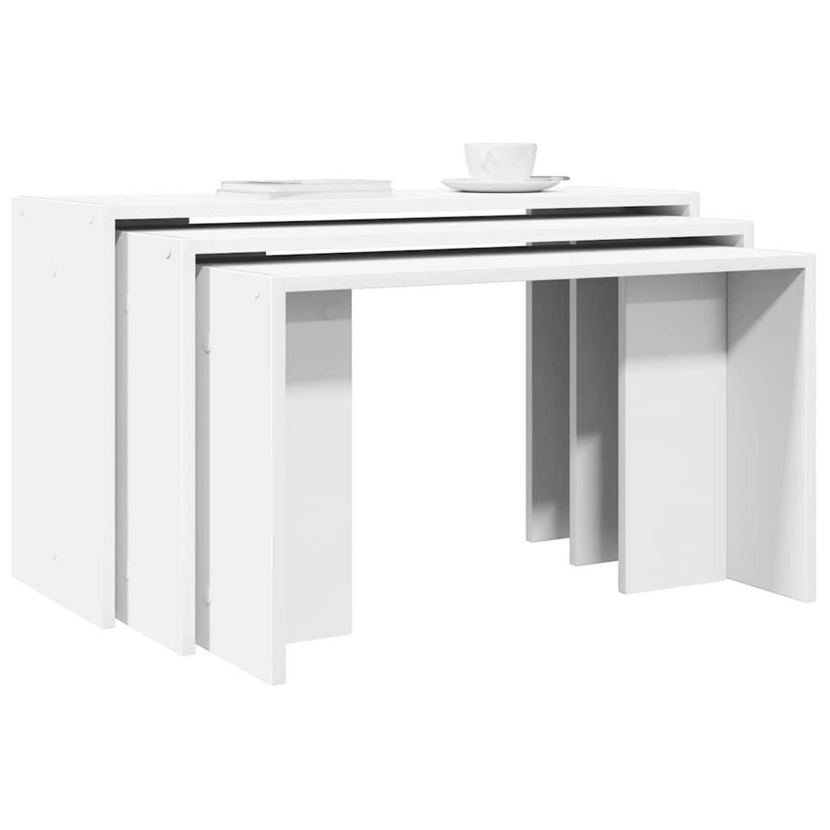 VIDAXL Tables gigognes 3 pcs blanc bois d'ingenierie