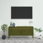VIDAXL Meuble TV Vert olive 105x35x50 cm Acier