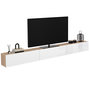 Voir la diapositive 1 : ID MARKET Meuble TV 300 cm suspendu ELIO 3 portes bois et blanc