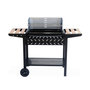 Voir la diapositive 2 : SWEEEK Barbecue au charbon. Noir et gris. hauteur de grille ajustable. cuve émaillée. tablettes en bois + Cheminée d'allumage