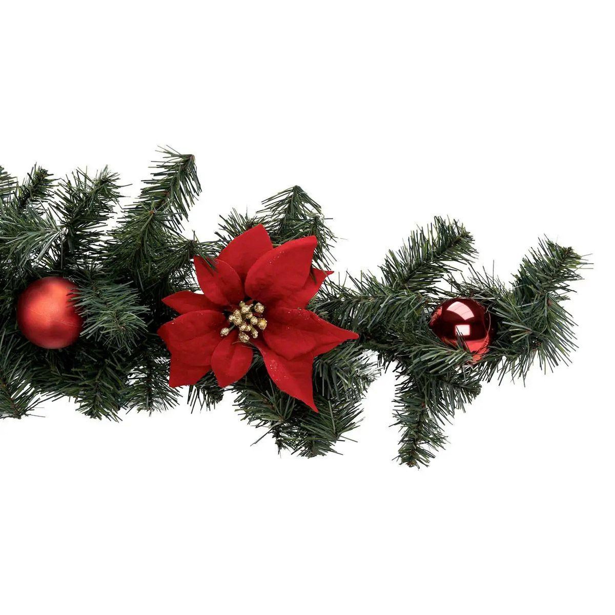 Voir la diapositive 2 : ATMOSPHERA Guirlande de noël  poinsettia  200cm vert & rouge