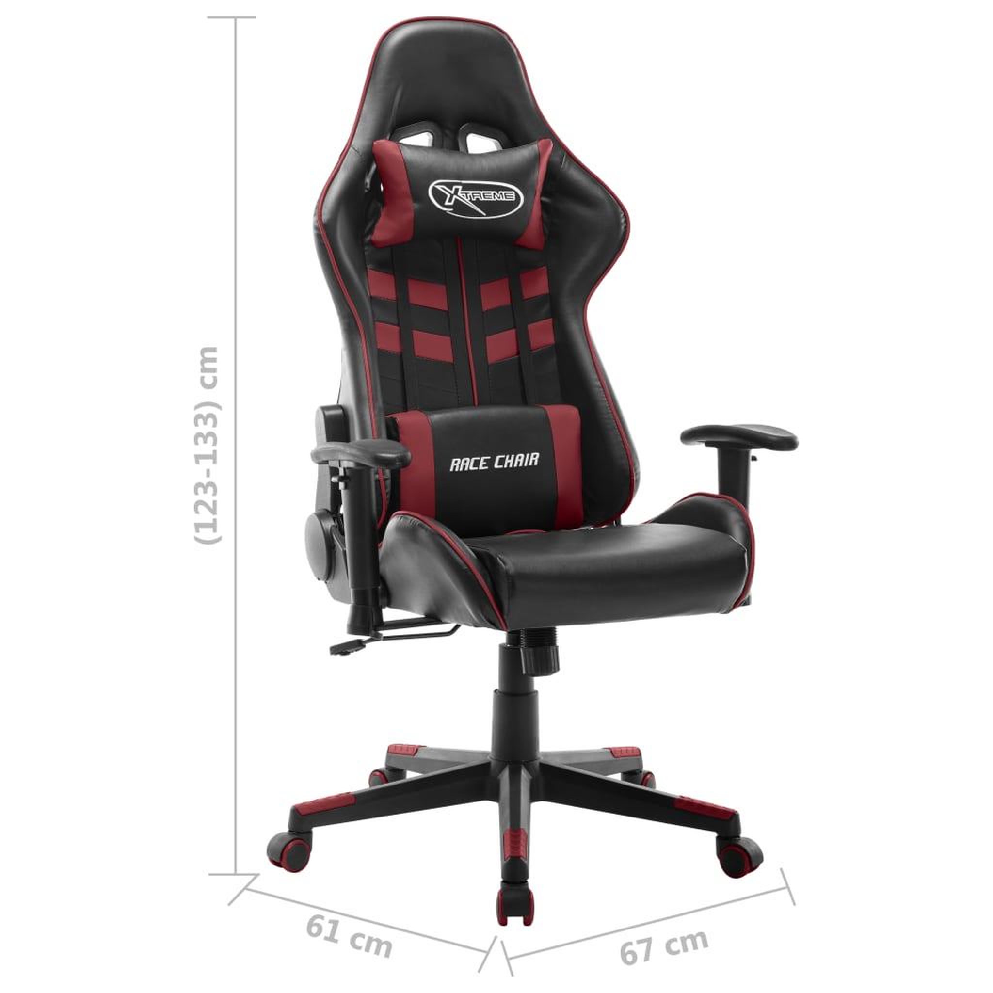 Voir la diapositive 6 : VIDAXL Chaise de jeu Noir et rouge bordeaux Cuir artificiel
