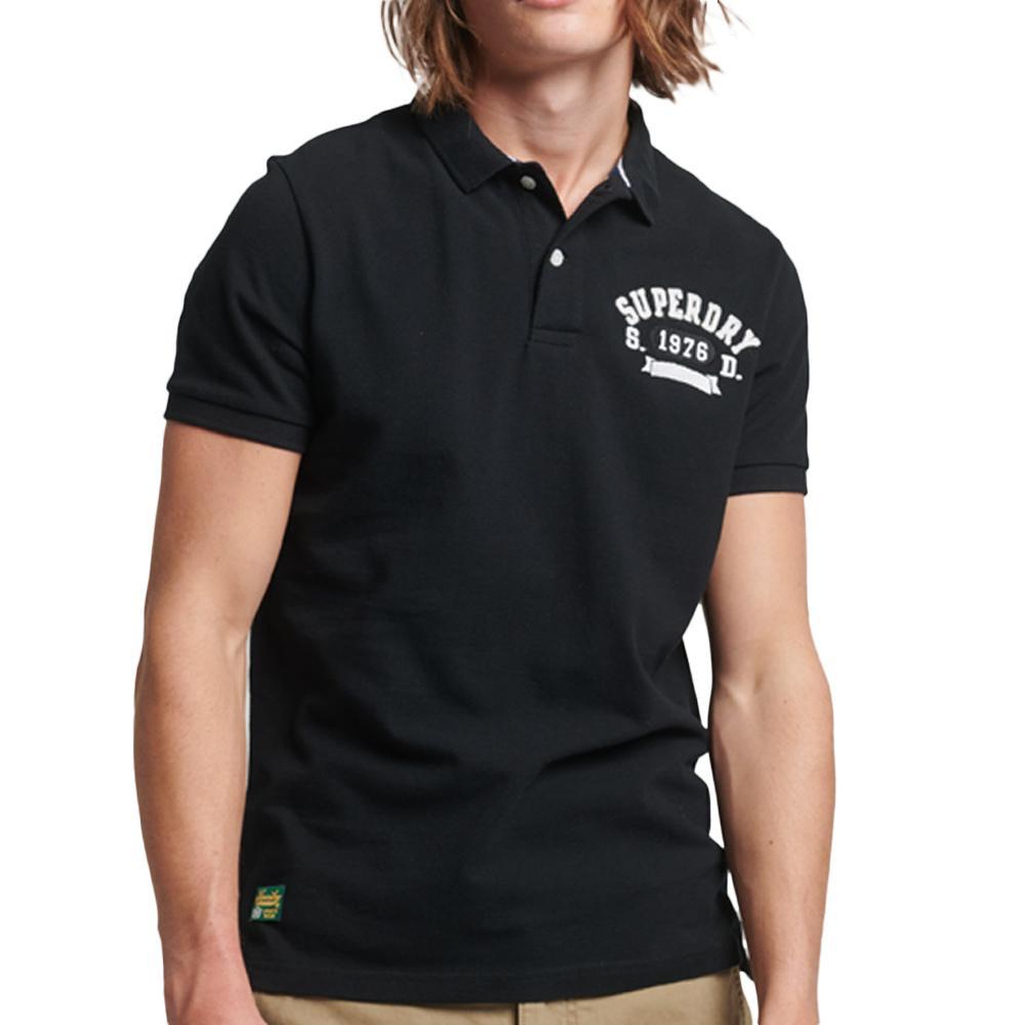 SUPERDRY Polo Noir Homme Superdry Vintage Superstate. Coloris disponibles : Noir