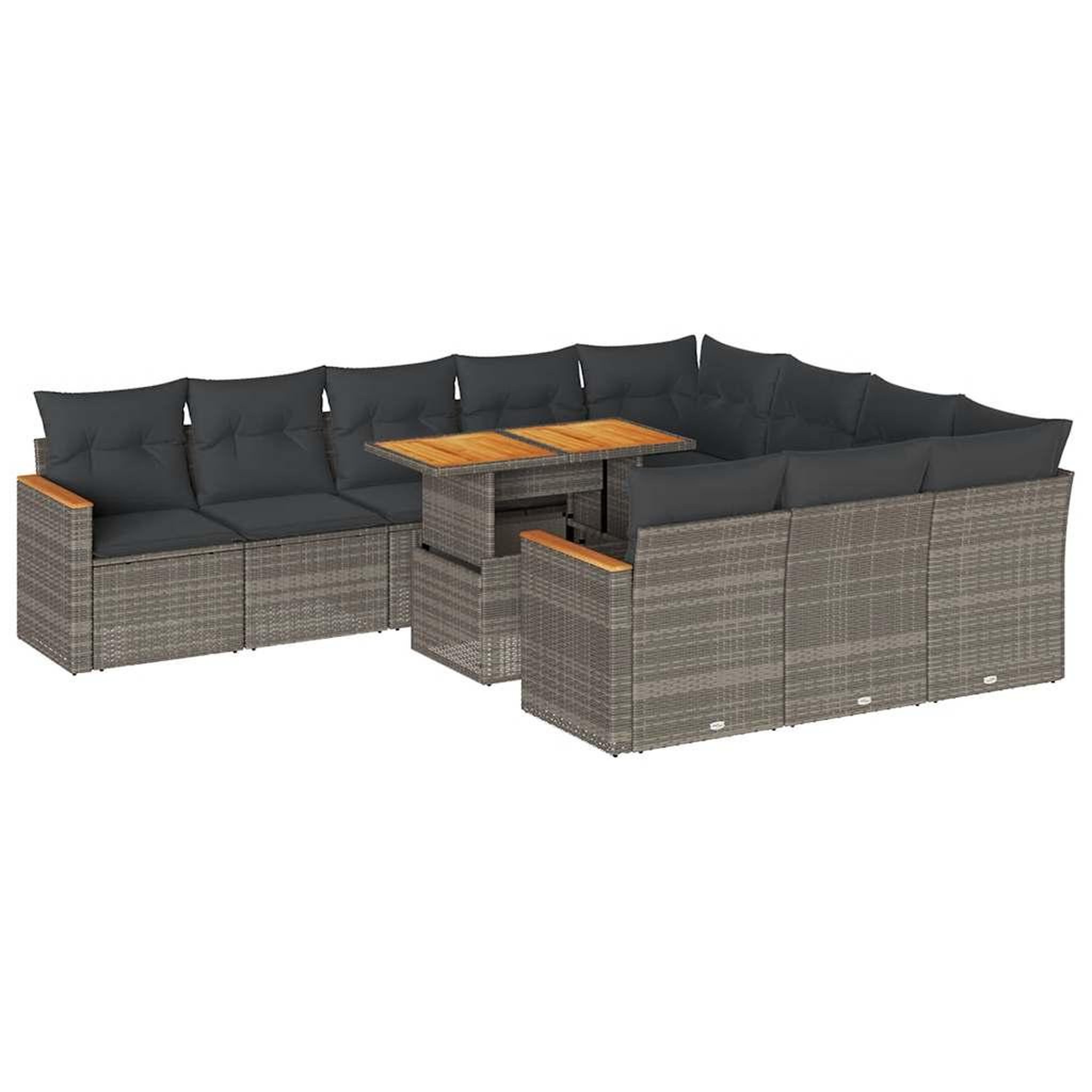 Voir la diapositive 2 : VIDAXL Ensemble de canapes de jardin 11 pcs et coussins rotin acacia