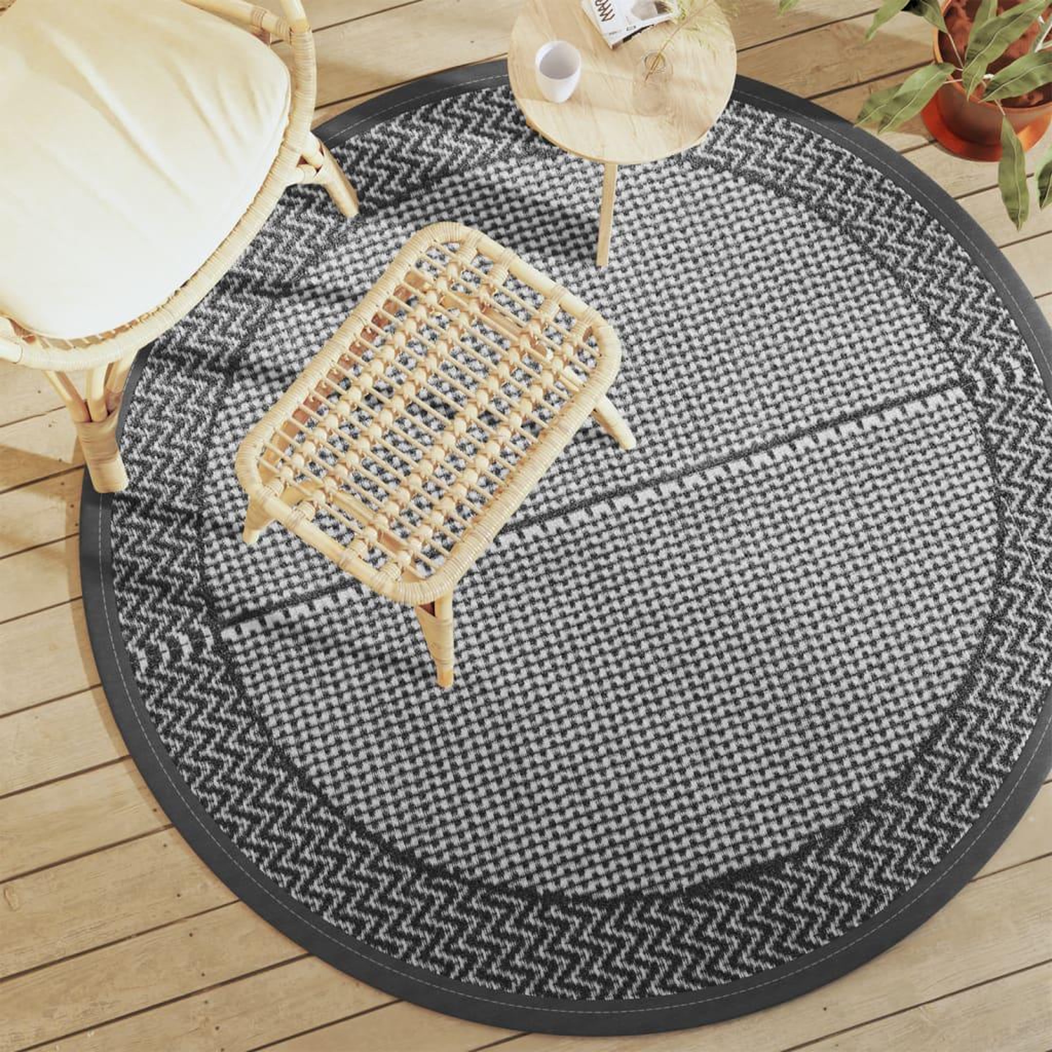 VIDAXL Tapis d'exterieur ARAKIL gris Ø160 cm PP