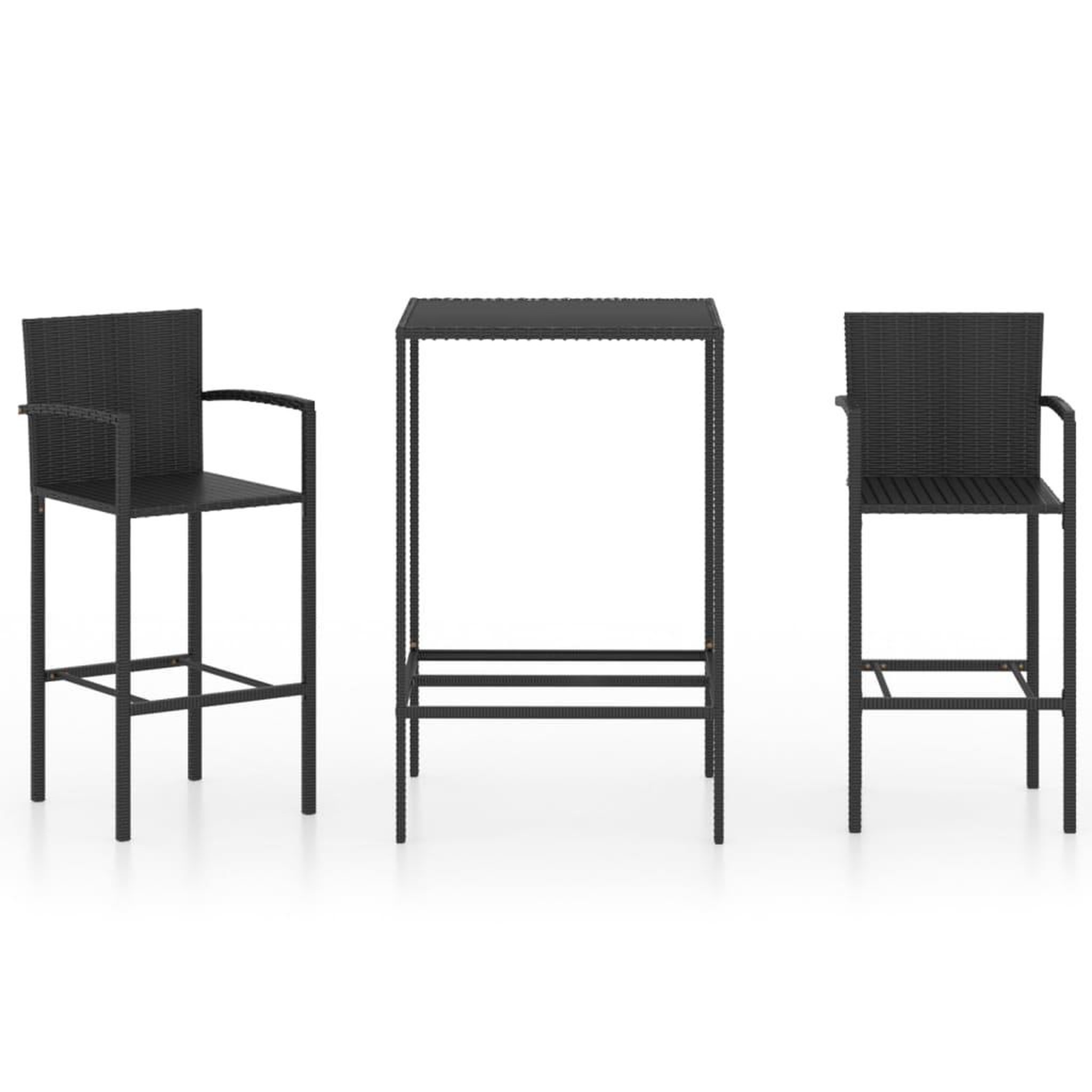 Voir la diapositive 2 : VIDAXL Ensemble de bar de jardin 3 pcs Resine tressee Noir
