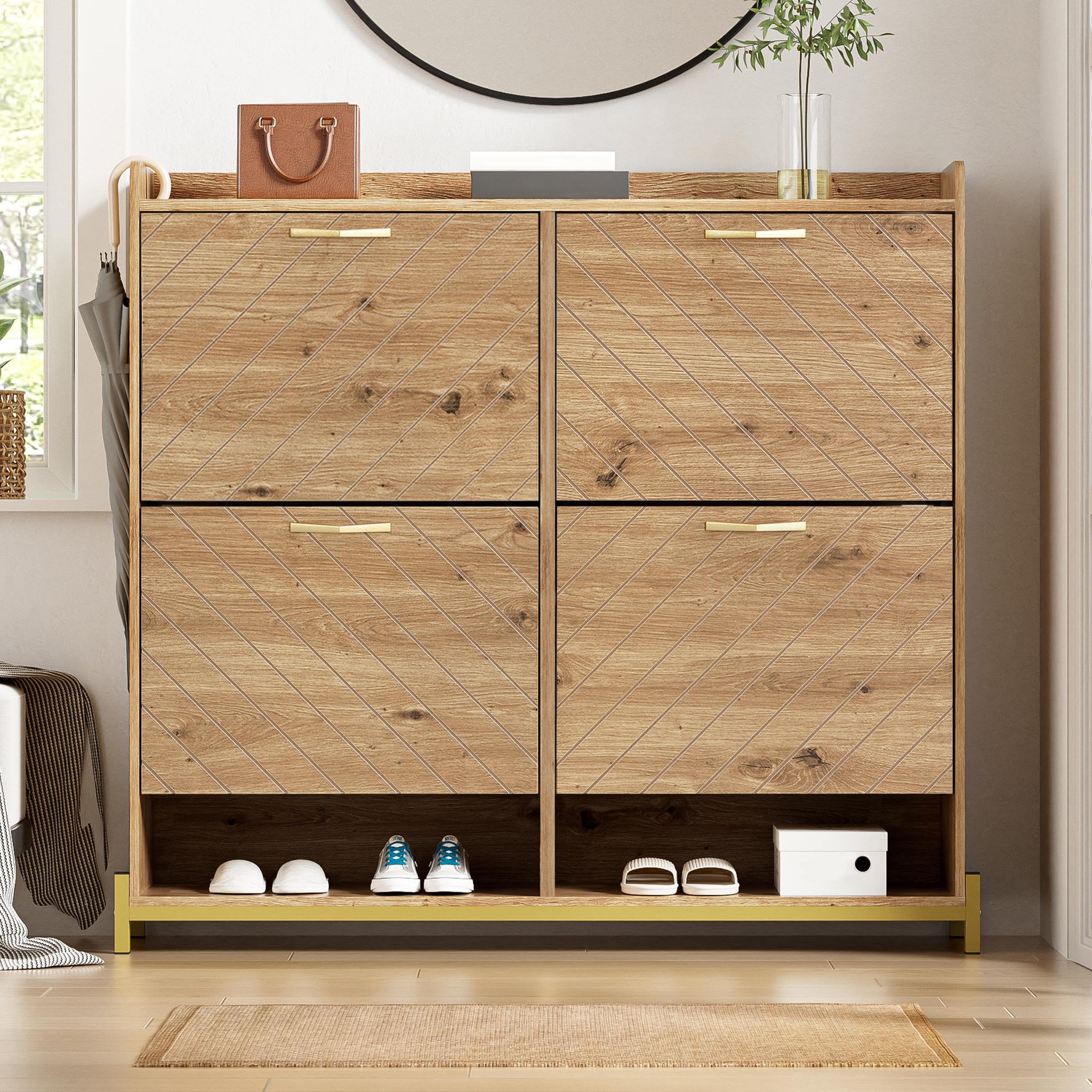 Voir la diapositive 4 : MERAX Meuble à chaussures 20 paires 4 étagères coloris naturel mdf