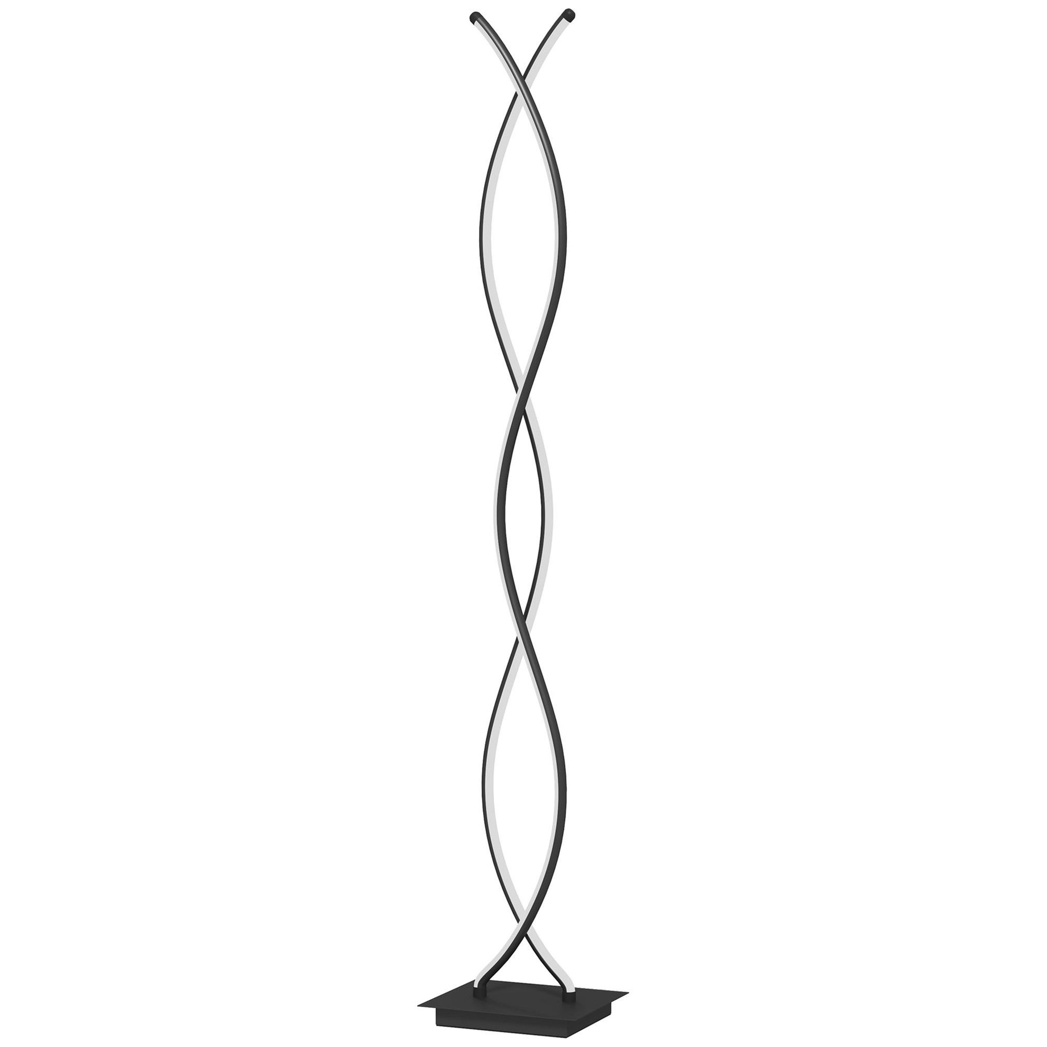 HOMCOM Lampadaire LED design spirales - forme galbée H. 140 cm - alliage alu. acrylique noir