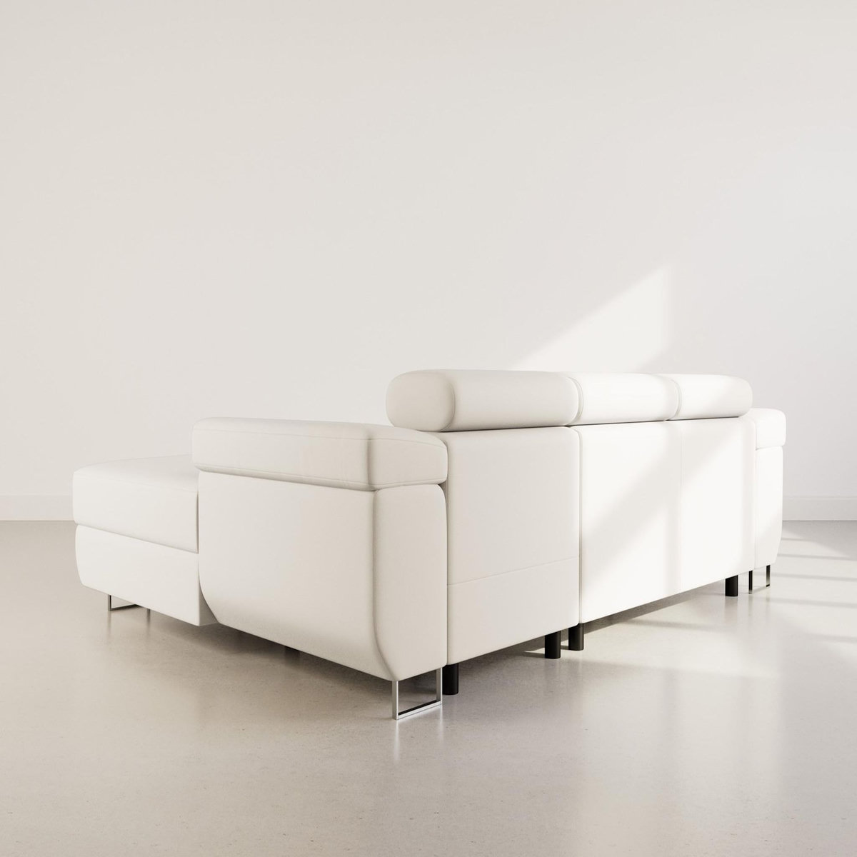 BEST MOBILIER Pablo - canapé d'angle droit - 6 places - convertible avec coffre et têtières réglables - en velours