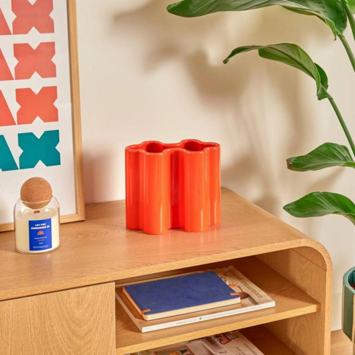 ATMOSPHERA Vase Design en Dolomite  Flow  17cm Orange