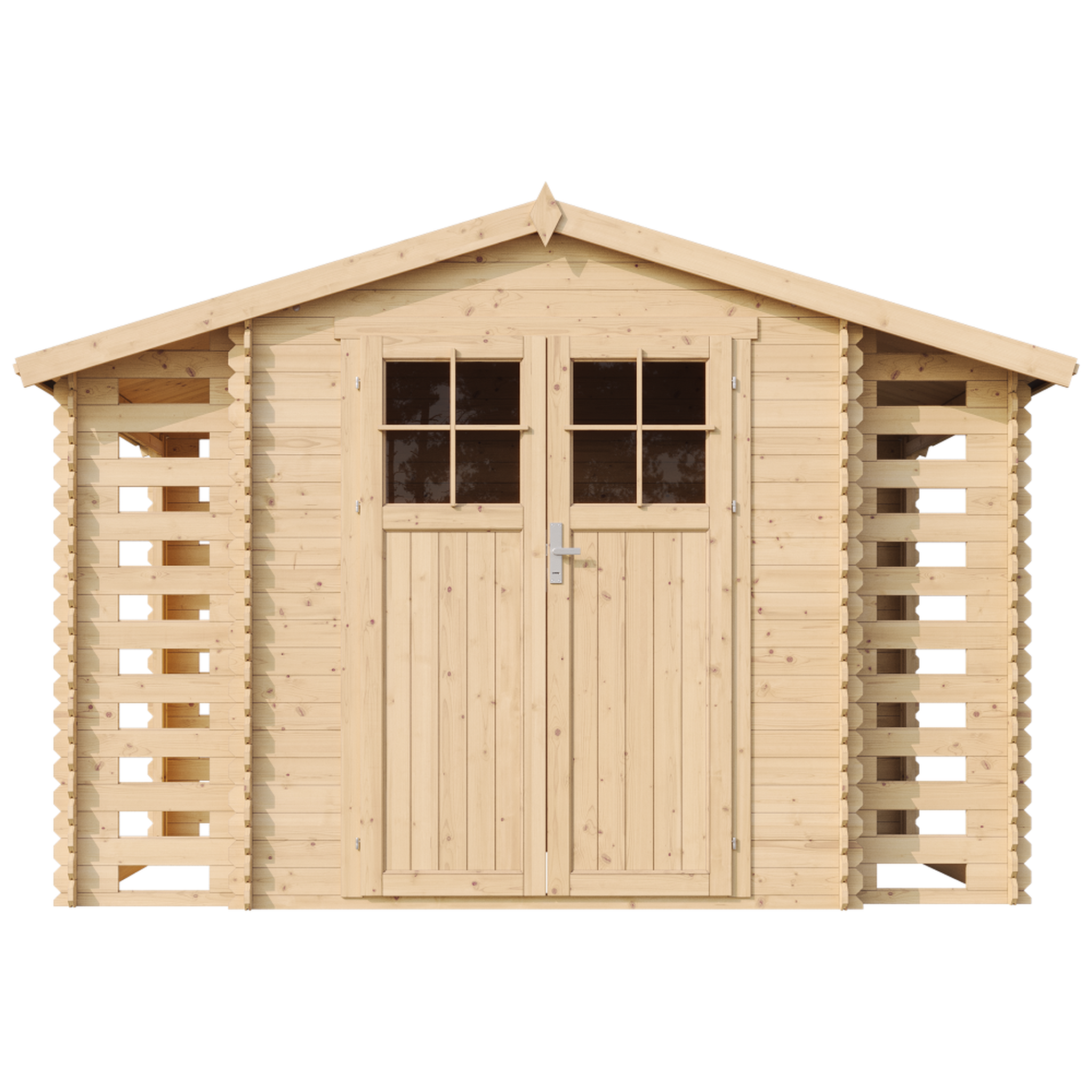 Voir la diapositive 2 : TIMBELA Abri de jardin en bois et range bûches extérieur - 3,53 + 0,97+0,97 m2 m391f