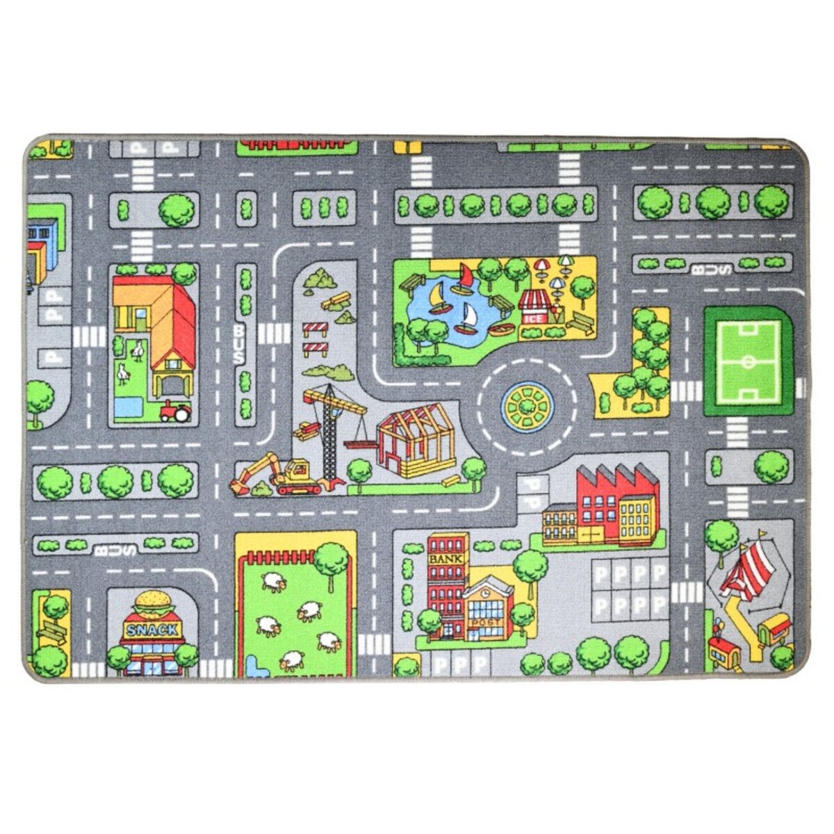 Tapis de route 133 x 95 cm chambre enfant voiture ville city pas cher 