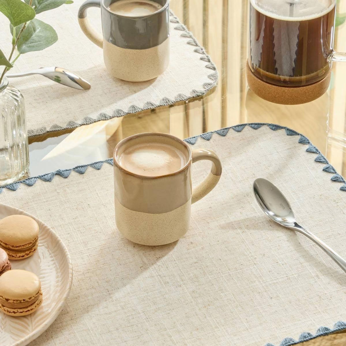SECRET DE GOURMET Lot de 6 Mugs en Faïence  Kate  20cl Beige