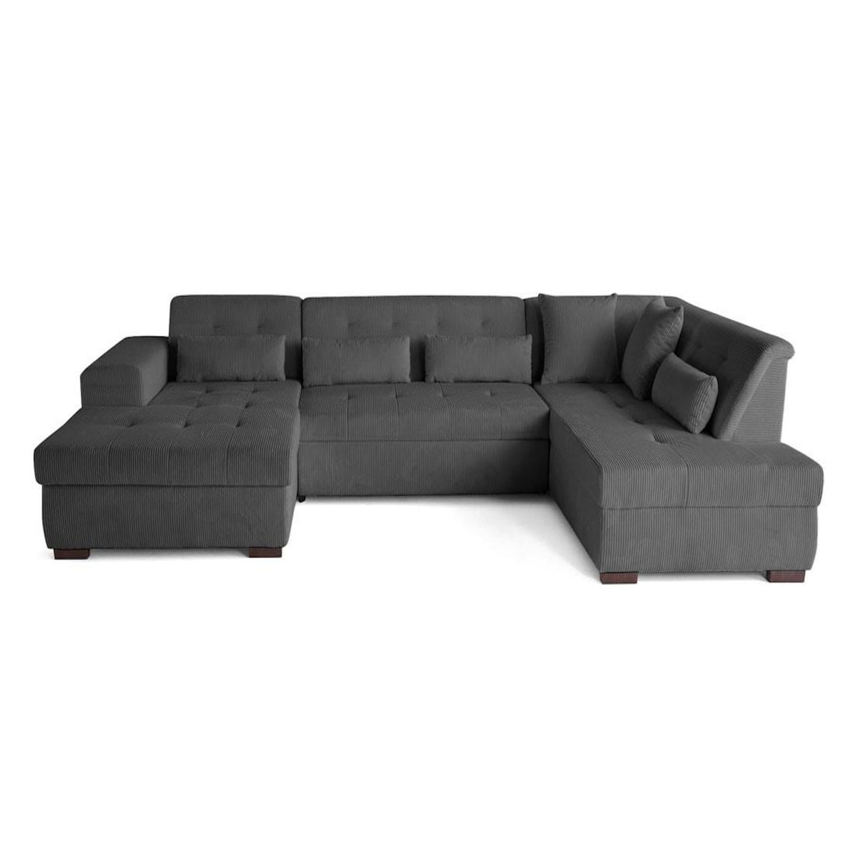 LISA DESIGN Vermont - canapé panoramique d'angle droit - 7 places - convertible avec coffre - en velours côtelé