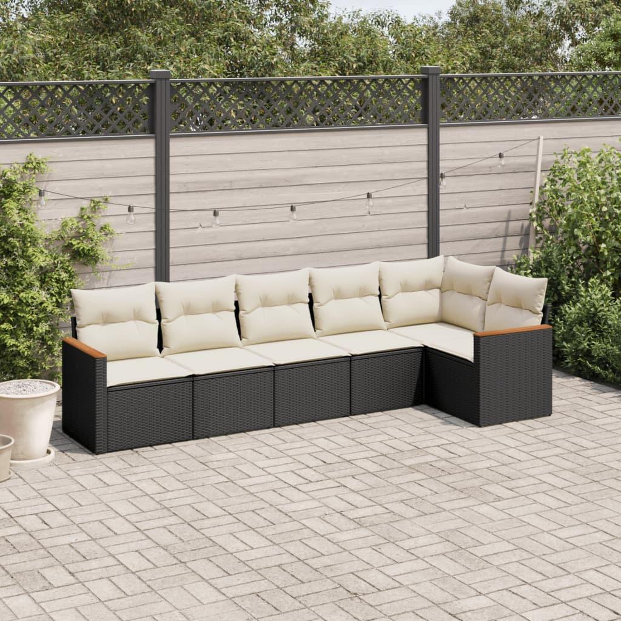 VIDAXL Salon de jardin 6 pcs avec coussins noir resine tressee
