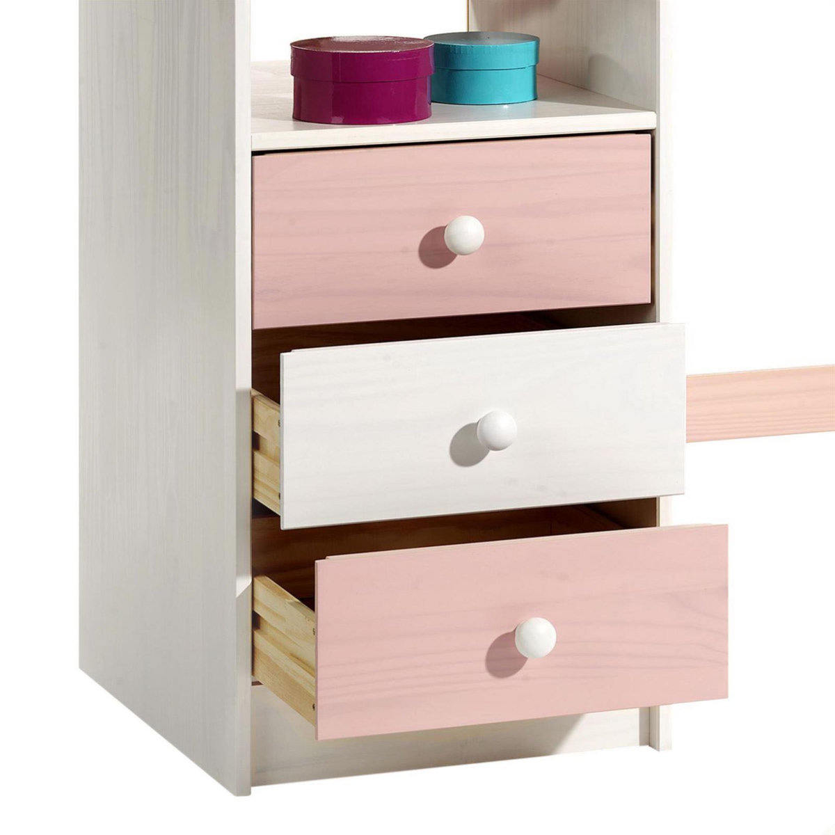 IDIMEX Bureau enfant KEVIN, en pin massif, 3 tiroirs et plateau inclinable