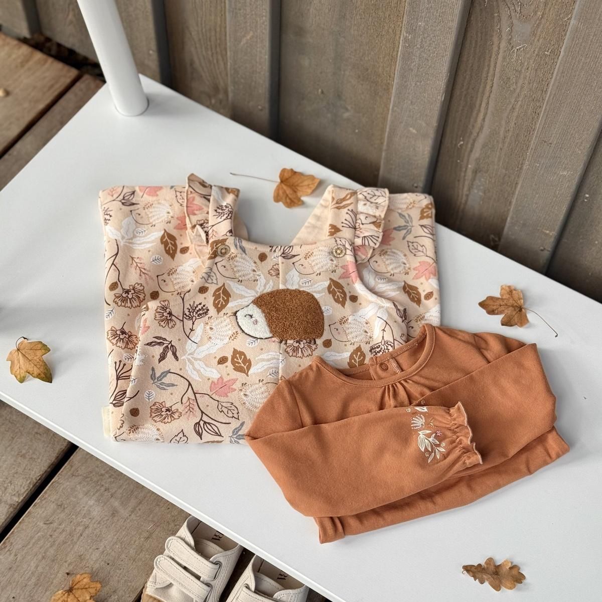 Petit Béguin Ensemble salopette bébé en molleton et t-shirt Chincha