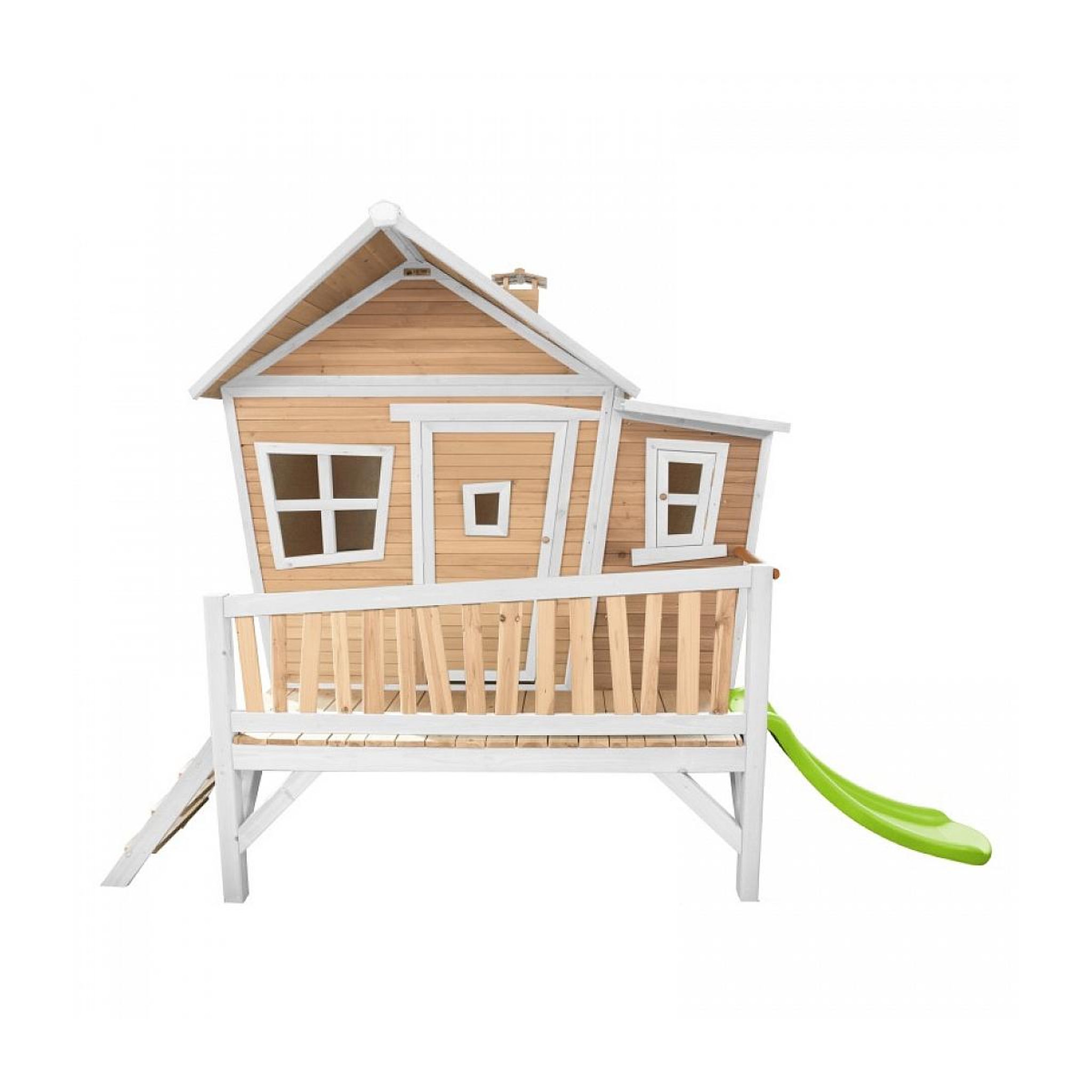 Axi House AXI Maisonnette EMMA Brun Blanc avec toboggan Citron vert