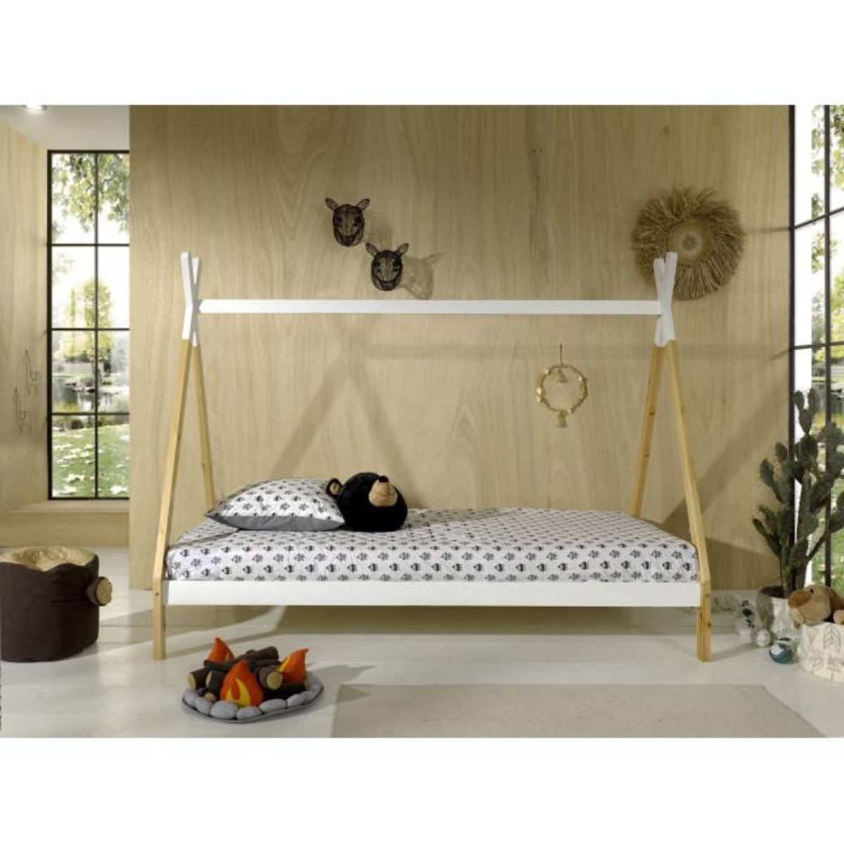 Paris Prix Lit Enfant en Pin Massif  Tipi  90x200cm Blanc