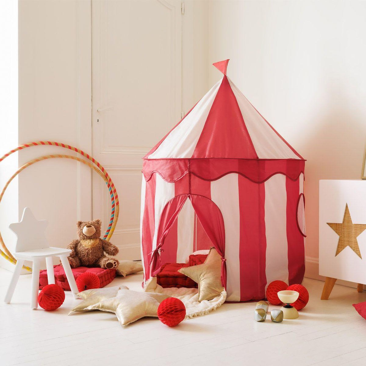 Atmosphera Kids Tente Pop Up Enfant  Circus  135cm Rouge