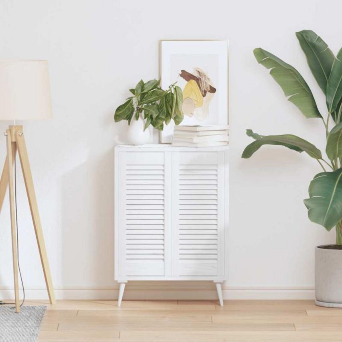 VIDAXL Portes d armoire à persiennes 2 pcs blanc 69x29,5 cm