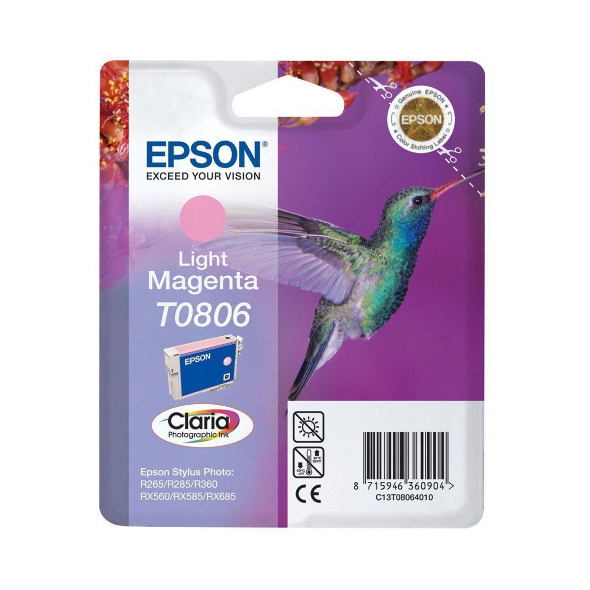Epson Cartouche d'encre Originale T0806 Magenta Clair Série Colibri - C13T08064010
