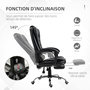 Voir la diapositive 5 : HOMCOM Fauteuil de bureau fauteuil manager grand confort réglable dossier inclinable repose-pied revêtement synthétique noir