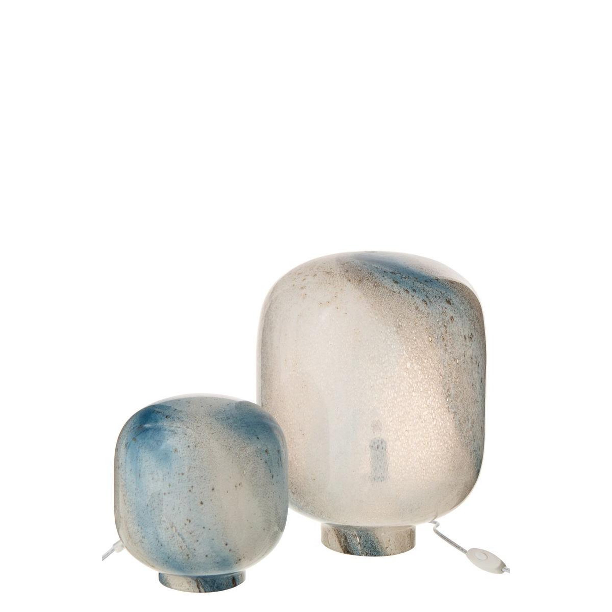 Voir la diapositive 4 : J-LINE Lampe à poser en verre  bola  38cm bleu & blanc