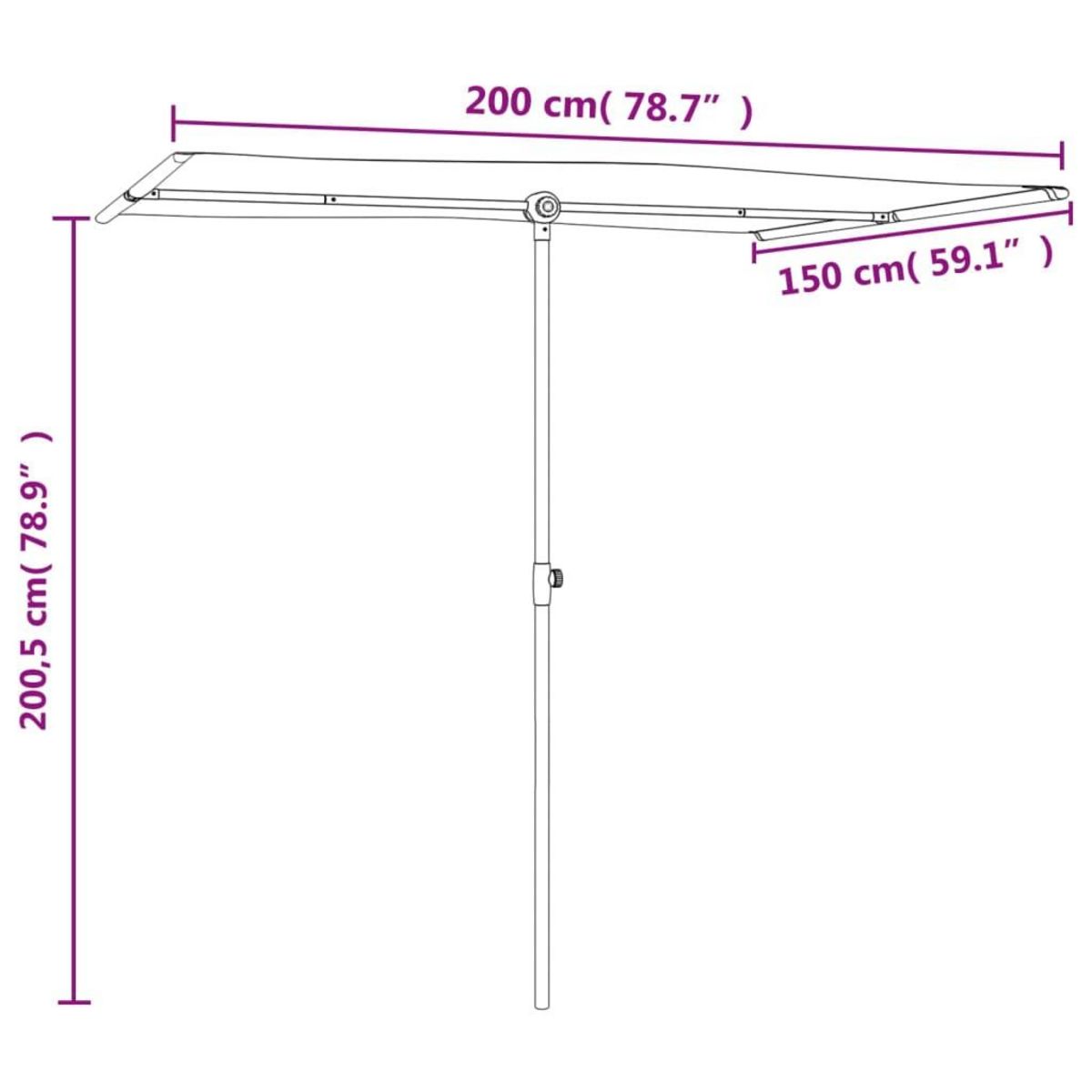 VIDAXL Parasol de jardin avec mat en aluminium 2x1,5 m Blanc sable