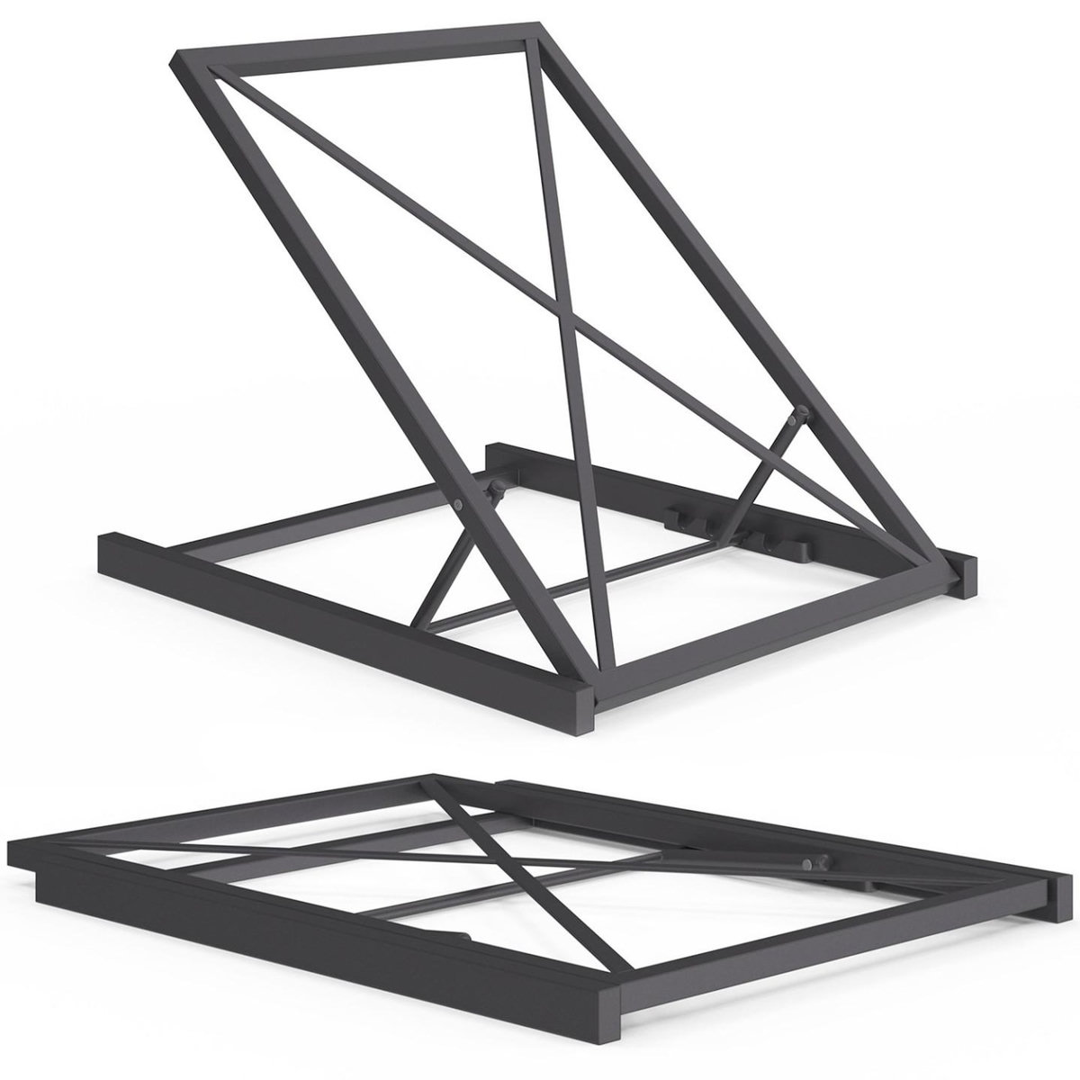 ID MARKET Lit de piscine, bain de soleil confort dossier métal inclinable 4 positions et matelas gris