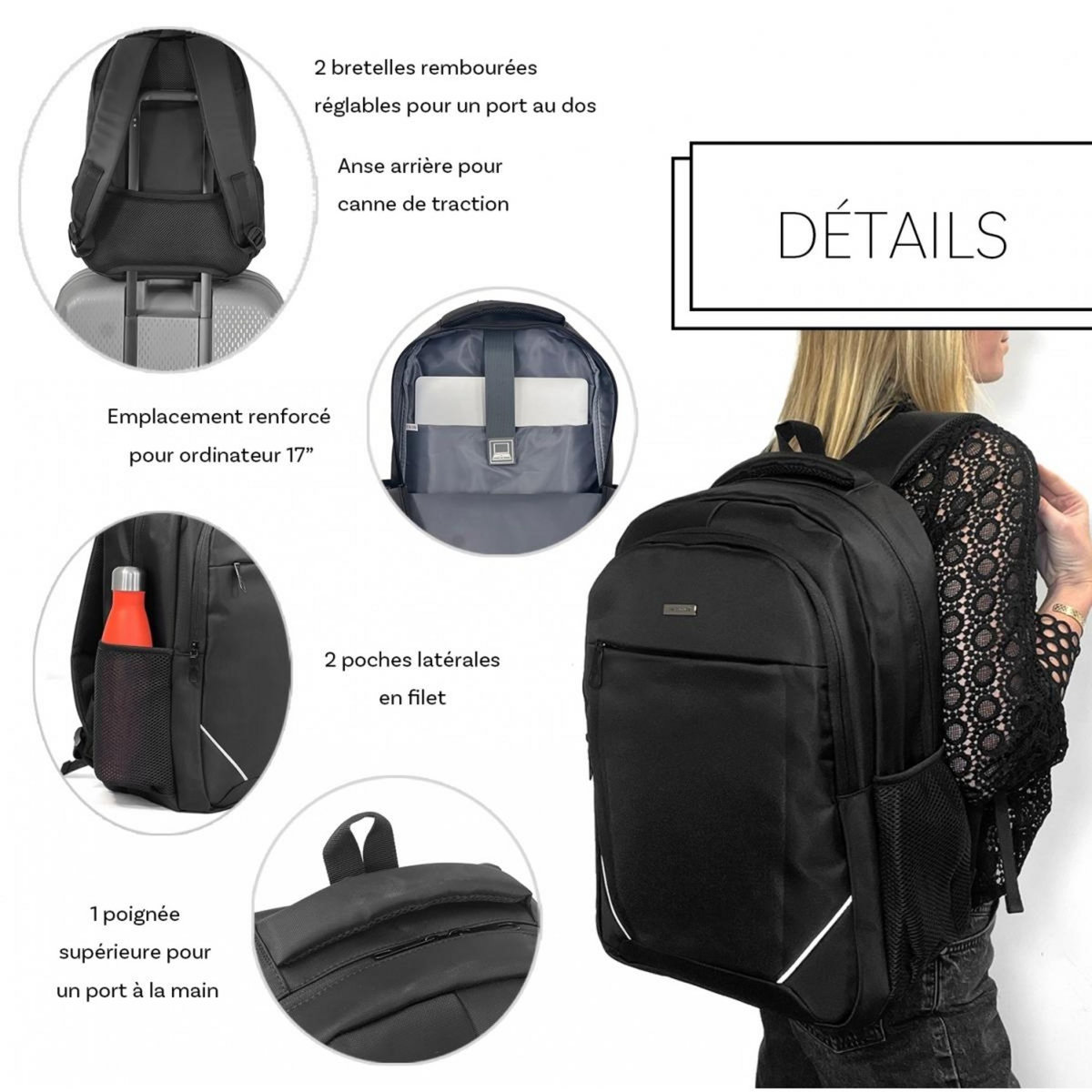 David Jones Sac à dos porte-ordinateur 17