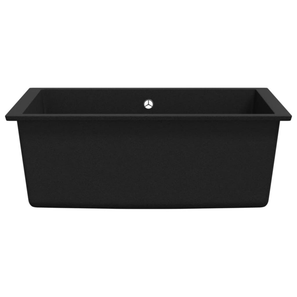 VIDAXL Evier de cuisine avec trou de trop-plein Noir Granit