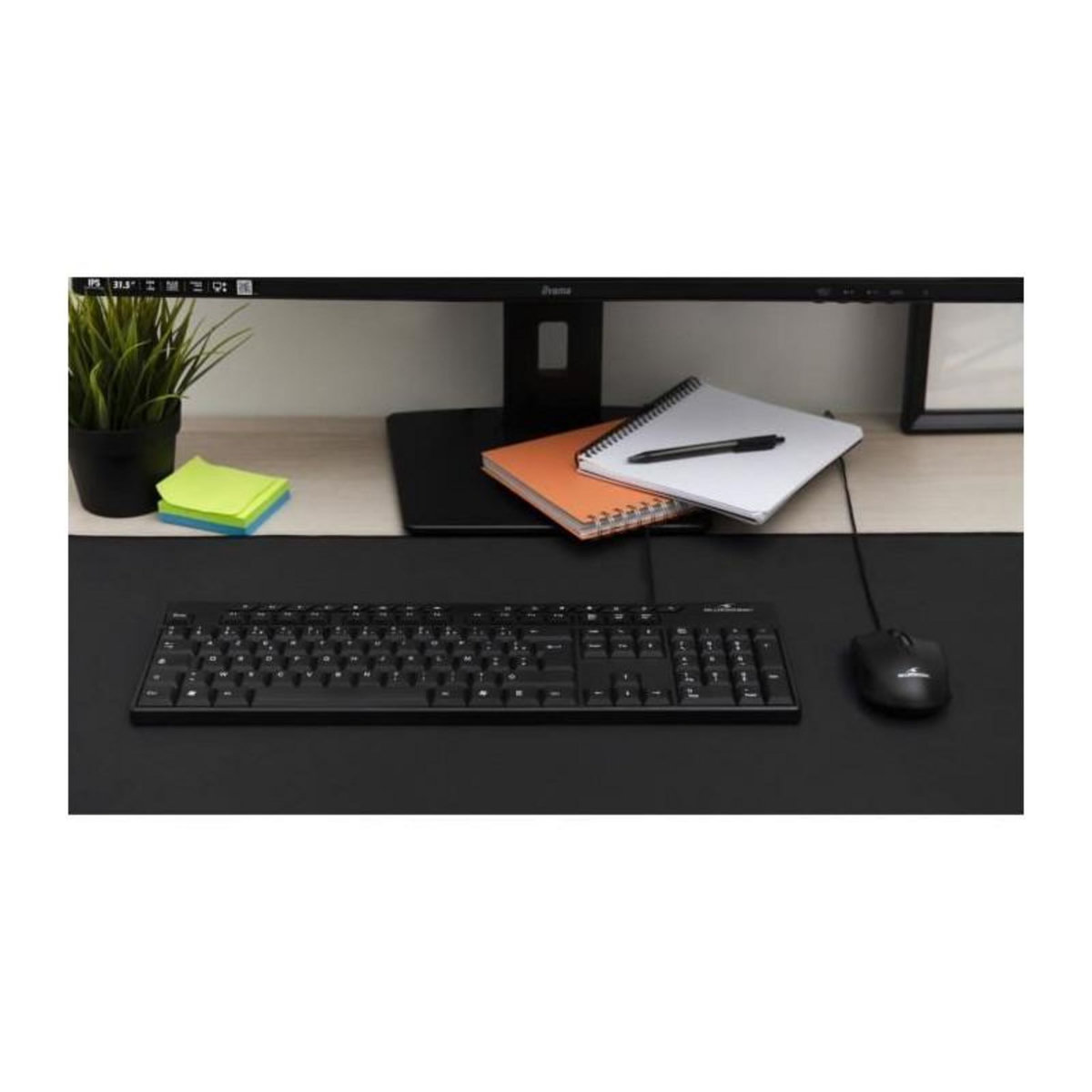 BLUESTORK Pack Clavier Souris - BLUESTORK - MEDIA OFFICE - Filaire - Azerty - Compatible Windows - Noir