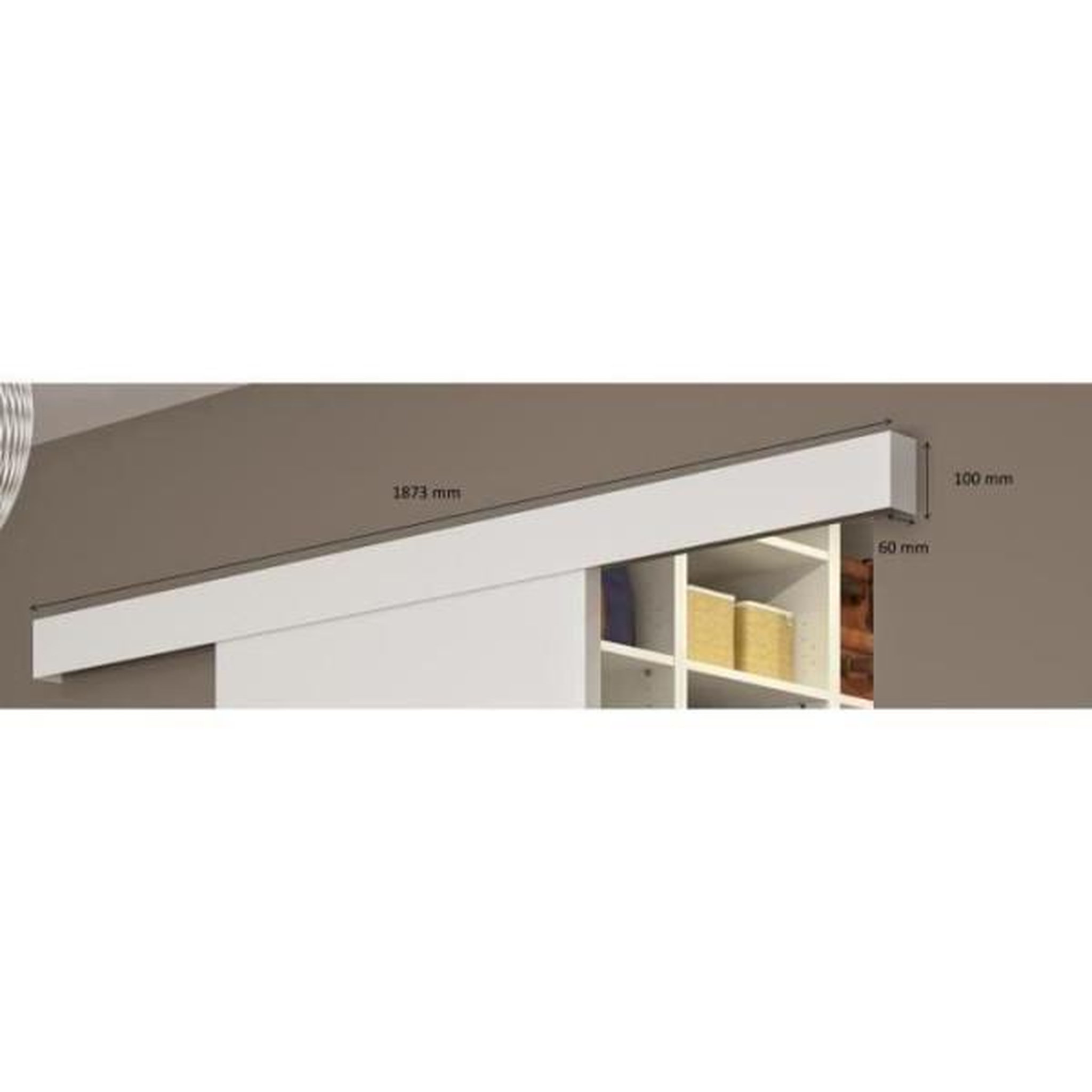 Voir la diapositive 4 : OPTIMUM Optimum - kit porte coulissante + rail + bandeau atelier - h.204xl.83xp.4 cm - blanche lignée