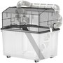Voir la diapositive 1 : PAWHUT Cage pour hamster sur roulettes - cage à rongeur 2 portes - accessoires multiples - acier noir PP transparent