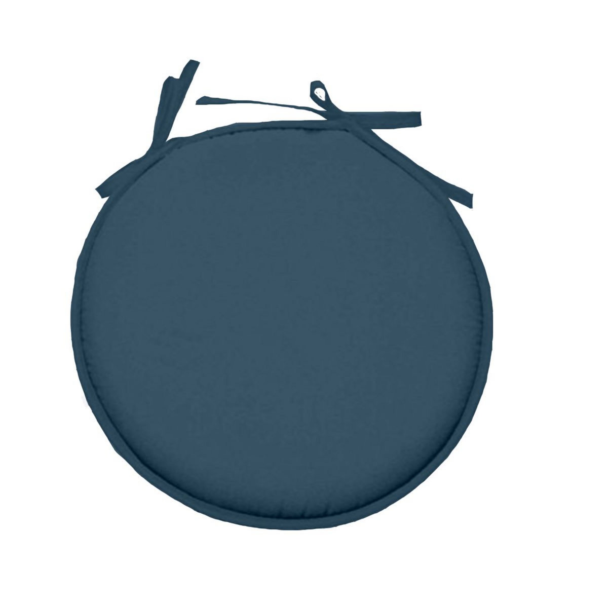 Galette de chaise ronde unie en coton à nouettes