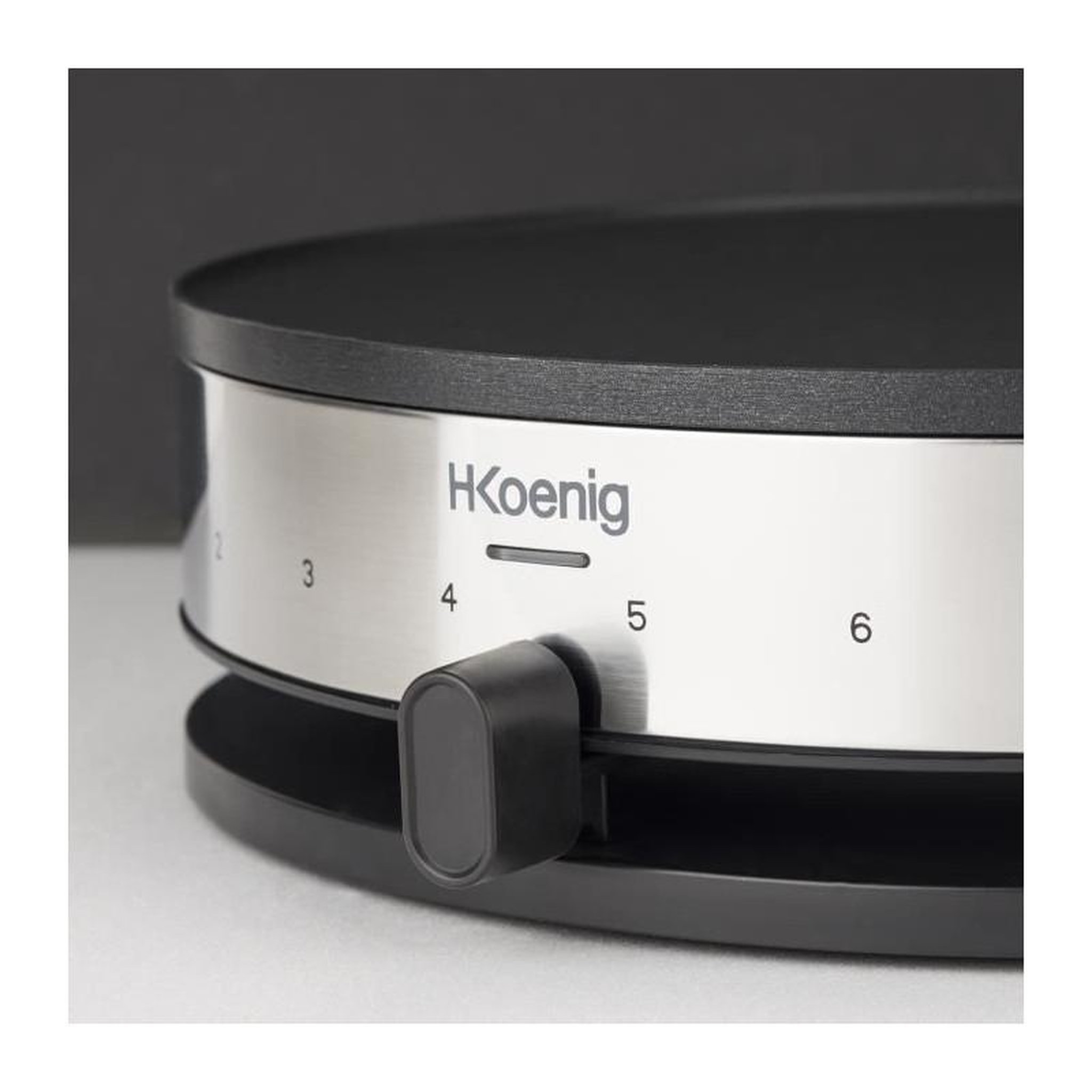 Voir la diapositive 4 : HKOENIG HKoeNIG KREP29 Crepiere 33cm - Temperature jusqua 230?C - 1300W - Revetement anti-adhesif - Temoin de chauffe - Bandeau Inox